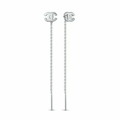 Серьги цепочки Diamant online, белое золото, 585 проба, длина 5 см