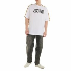 Футболка Versace Jeans Couture, размер XL, белый/оранжевый