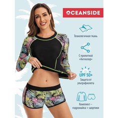 Купальник OCEANSIDE, размер 2XL, розовый, черный
