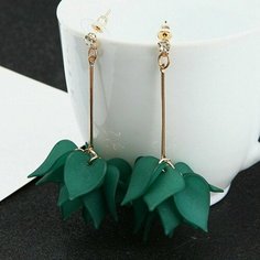 Серьги, размер 40 мм, зеленый Fashion