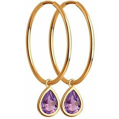 Серьги конго Diamant, красное золото, 585 проба, аметист, , розовый