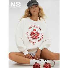 Свитшот NEVERLATE, размер M/L, , молочный