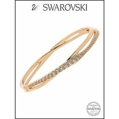 Жесткий браслет SWAROVSKI, кристаллы Swarovski, 1 шт., размер 17 см, размер M, диаметр 5.8 см, золотистый
