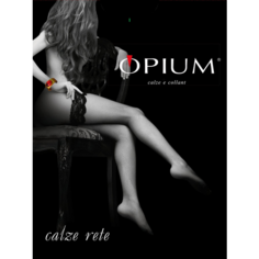 Чулки Opium в сетку с кружевом, черные, размер 2, 40 den, размер 2, черный