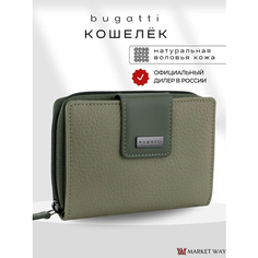 Кошелек Bugatti, фактура зернистая, гладкая, зеленый