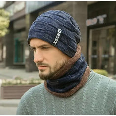 Шапка , размер 48/56, темно-синий нет