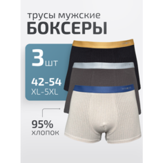 Трусы Ebro & Tsis, комплект из 3 шт., размер 3XL, бежевый, черный, серый