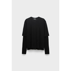 Лонгслив Andrea Yaaqov double layer crewneck, размер 54, , черный