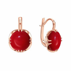 Серьги Яхонт, серебро, 925 проба, коралл, длина 2 см, , красный