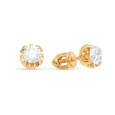 Серьги Master Brilliant, красное золото, 585 проба, бриллиант, , золотистый