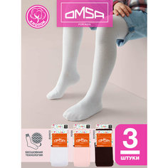 Колготки OMSA KIDS, 3 шт., размер 92-98, белый, бордовый, розовый
