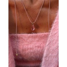 Подвеска LU Jewel, золото, серебро, 925 проба, кристаллы Swarovski, размер 1.9 см., розовый