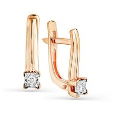Серьги Master Brilliant, белое, красное, комбинированное золото, 585 проба, бриллиант, , золотистый