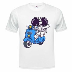 Футболка ONEQ унисекс 68-70 (6XL) размер с принтом Космонавт, белая, размер 6XL, белый
