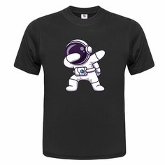 Футболка ONEQ унисекс 64-66 (5XL) размер с принтом Космонавт, черная, размер 5XL, черный