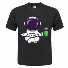 Футболка ONEQ унисекс 64-66 (5XL) размер с принтом Космонавт, черная, размер 5XL, черный