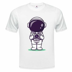 Футболка ONEQ унисекс 68-70 (6XL) размер с принтом Космонавт, белая, размер 6XL, белый
