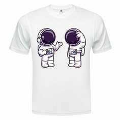Футболка ONEQ унисекс 68-70 (6XL) размер с принтом Космонавт, белая, размер 6XL, белый