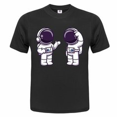 Футболка ONEQ унисекс 64-66 (5XL) размер с принтом Космонавт, черная, размер 5XL, черный