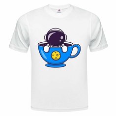 Футболка ONEQ унисекс 68-70 (6XL) размер с принтом Космонавт, белая, размер 6XL, белый