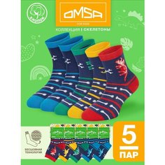 Носки Omsa 5 пар, размер 23-26 (14-16), , зеленый, синий, красный, желтый