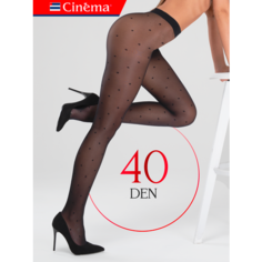Колготки Cinema капроновые с рисунком, черные, размер 4, 40 den, размер 4, черный