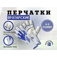Перчатки вратарские , размер L, белый/синий Нет бренда