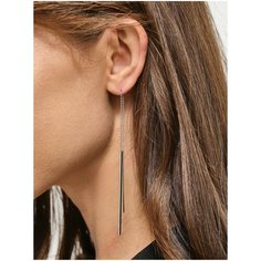 Серьги цепочки, двусторонние, серебристый Ulanskaya Jewelry