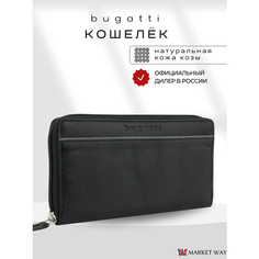 Кошелек Bugatti, фактура гладкая, черный