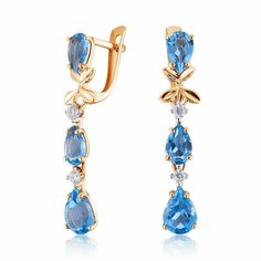 Серьги Ювелир Карат, красное золото, 585 проба, топаз, фианит
