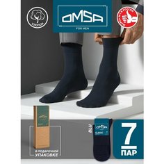 Носки Omsa, комплект, 7 пар, размер 45-47 (29-31), синий