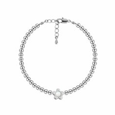 Браслет Oh Mary Did, жемчуг Swarovski синтетический, гематит, 1 шт., размер 16 см, размер one size, белый