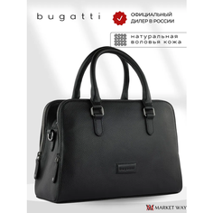 Сумка тоут Bugatti, фактура зернистая, матовая, черный