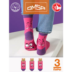 Носки Omsa, комплект, 3 пары, размер 39-41 (25-27), fuxia