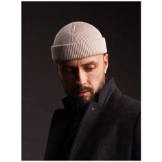Шапка бини ALEKON, размер 54-60, бежевый Алекон