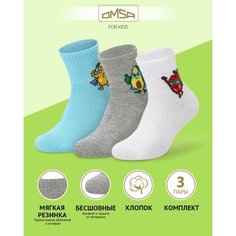 Носки Omsa 3 пары, размер 23-26 (14-16), , белый/голубой/серый