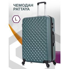 Чемодан Lcase Phatthaya, 93 л, размер L, темно-зеленый