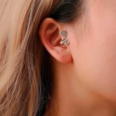 Серьги каффы LERO, размер 17 мм, серебряный
