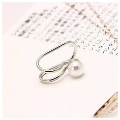 Серьги каффы, одиночные LERO, искусственный камень, серебряный