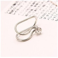 Серьги каффы, одиночные LERO, искусственный камень, серебряный