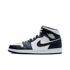 Кроссовки Jordan Air Jordan 1 Mid, полнота F (EU)/ на среднюю стопу, размер 12US 11UK 46EU 45RU 30CM, Obsidian Blue/White