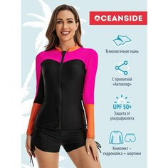 Купальник OCEANSIDE Sport, размер S, фуксия, черный, оранжевый