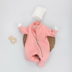 Комбинезон KinDerlitto Комбинезон-поддева "Topolino", футер, хаки, 18, закрытая стопа, размер 62-68, розовый, коралловый