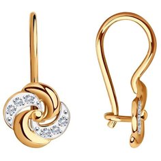 Серьги Diamant, красное золото, 585 проба, фианит, размер 16 мм, , бесцветный