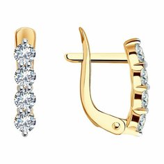 Серьги Diamant, красное золото, 585 проба, фианит, размер 13 мм, , бесцветный