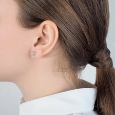 Серьги Ювелир Карат, серебро, 925 проба, родирование, фианит, , серебристый