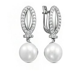Серьги The Jeweller, серебро, 925 проба, жемчуг, фианит