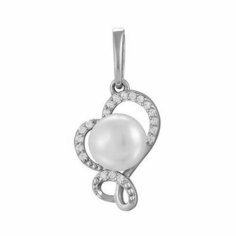 Подвеска The Jeweller, серебро, 925 проба, жемчуг, фианит