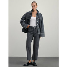 Джинсы зауженные Zarina straight cropped, размер M (RU 46)/170, серый деним