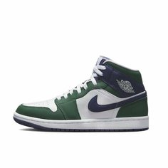 Кроссовки Jordan 1 MID SE, полнота 9 (RU)/ на широкую стопу, размер 6.5US, зеленый, синий, белый